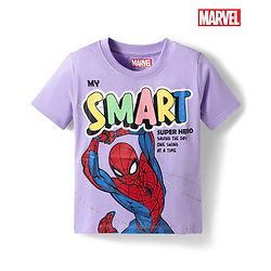 Babyhug Marvel Single Jersey Knit Half Sleeves T-Shirt With Spider Man Graphics - Purple