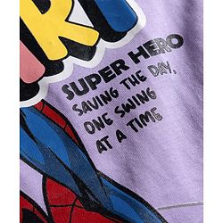 Babyhug Marvel Single Jersey Knit Half Sleeves T-Shirt With Spider Man Graphics - Purple