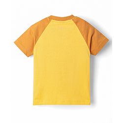 Babyhug Cotton Knit Half Raglan Sleeves Giraffe Printed T-Shirt & Pyjama Night Suit - Yellow