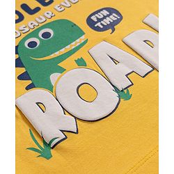Babyhug Cotton Knit Half Sleeves T-Shirt & Pyjama Night Suit With Dino Print - Yellow