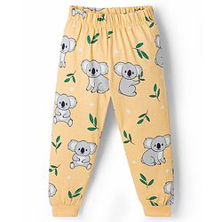 Babyhug 100% Cotton Knit Half Sleeves Koala Printed Co-Ords T-Shirt & Pyjama Night Suit - Yellow