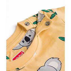 Babyhug 100% Cotton Knit Half Sleeves Koala Printed Co-Ords T-Shirt & Pyjama Night Suit - Yellow