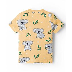 Babyhug 100% Cotton Knit Half Sleeves Koala Printed Co-Ords T-Shirt & Pyjama Night Suit - Yellow