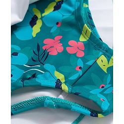 Babyhug Water Repellant Lycra Sleeveless Frock Swimsuit With Floral Print - Green