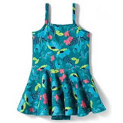 Babyhug Water Repellant Lycra Sleeveless Frock Swimsuit With Floral Print - Green