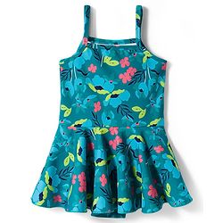 Babyhug Water Repellant Lycra Sleeveless Frock Swimsuit With Floral Print - Green