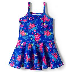 Babyhug Sleeveless Floral Printed Water Repellant Frock Swimsuit - Blue