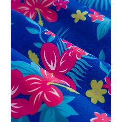 Babyhug Sleeveless Floral Printed Water Repellant Frock Swimsuit - Blue