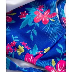 Babyhug Sleeveless Floral Printed Water Repellant Frock Swimsuit - Blue