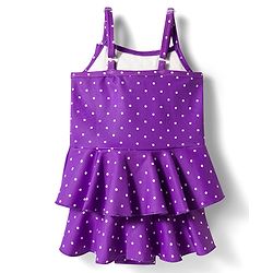 Babyhug Water Repellant Sleeveless Frock Swimsuit with Polka Dots Print & Bow Applique - Lavender