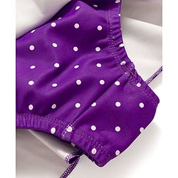 Babyhug Water Repellant Sleeveless Frock Swimsuit with Polka Dots Print & Bow Applique - Lavender