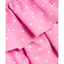 Babyhug Water Repellant Sleeveless Frock Swimsuit with Polka Dots Print & Bow Applique - Pink