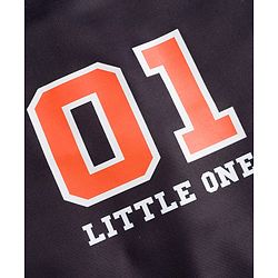 Babyhug Water Repellent Half  Raglan Sleeves Legged Swimsuit With Text Print- Black