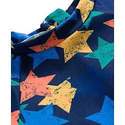 Babyhug Water Repellant Raglan Half  Sleeves Legged Swimsuit Star Print - Navy