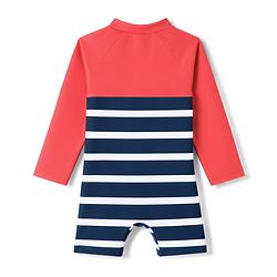 Babyhug Water Repellent Full  Raglan Sleeves Legged Swimsuit - Navy