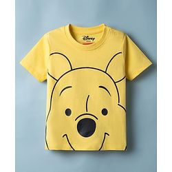 Babyhug Disney Cotton Knit Half Sleeve T-Shirts with Winnie the Pooh Graphics Pack of 2 - White & Yellow