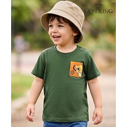 Babyhug Disney Cotton Knit T-Shirt Half Sleeve Round Neck with Lion King Graphic Green 6-9 Months