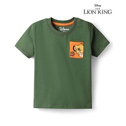 Babyhug Disney Cotton Knit T-Shirt Half Sleeve Round Neck with Lion King Graphic Green 6-9 Months