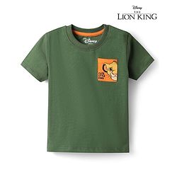 Babyhug Disney Cotton Knit T-Shirt Half Sleeve Round Neck with Lion King Graphic Green 6-9 Months