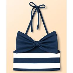 Babyhug Water Repellent Sleeveless Two Piece Striped Swimsuit - Navy