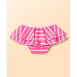 Babyhug Water Repellant Raglan Full Sleeves Two Piece Swimsuit with Stripes & Strawberry Print - Print