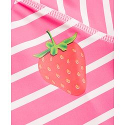 Babyhug Water Repellant Raglan Full Sleeves Two Piece Swimsuit with Stripes & Strawberry Print - Print