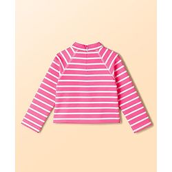 Babyhug Water Repellant Raglan Full Sleeves Two Piece Swimsuit with Stripes & Strawberry Print - Print