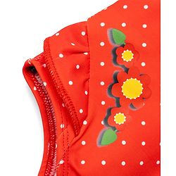 Babyhug Water Repellent Sleeveless V Cut Swimsuit with Polka Dot Print - Red