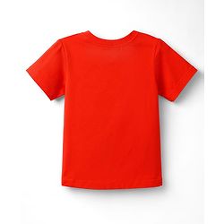 Babyhug 100% Cotton Knit Half Sleeves T-Shirt & Pyjama Night Suit With Star & Text Print - Red