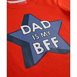 Babyhug 100% Cotton Knit Half Sleeves T-Shirt & Pyjama Night Suit With Star & Text Print - Red
