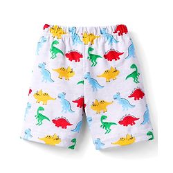 Babyhug Cotton Knit Half Sleeves T-Shirt & Shorts Night Suit With Dino Print - Blue