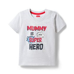 Babyhug 100% Cotton Knit Half Sleeves T-Shirt & Shorts Night Suit With Super Hero Print - White & Red