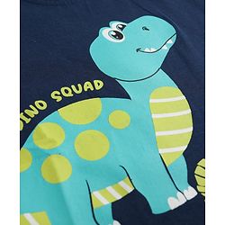 Babyhug 100% Cotton Knit Half Sleeves T-Shirt & Shorts Night Suit With Leaf & Dino Print - Blue