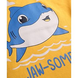 Babyhug 100% Cotton Knit Half Sleeves Sea Life Printed & Striped T-Shirt & Shorts Night Suit - Orange