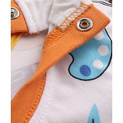 Babyhug 100% Cotton Knit Half Sleeves Co-Ord T-Shirt & Shorts Night Suit With Lion Print - White