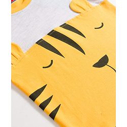 Babyhug 100% Cotton Knit Half Sleeves T-Shirt & Shorts Night Suit With Tiger Print & Applique - Yellow