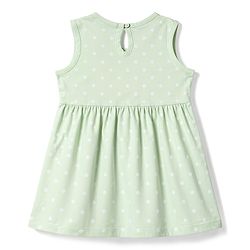 Babyhug Cotton Knit One Piece Dress Sleeveless Polka Dot Green 3-6 Months