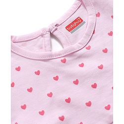 Babyhug Single Jersey Knit Sleeveless Flared One Piece Dress With Heart Print - Pink