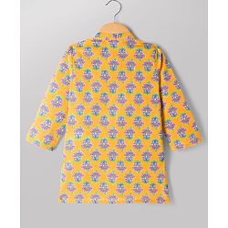 Babyhug 100% Cotton Cambric Woven Full Sleeves Floral Printed Kurta & Pyjama Set - Yellow