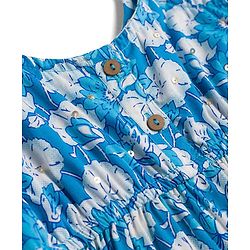 Babyhug Cambric Woven Sleeveless Ethnic Dress With Floral Print - Blue