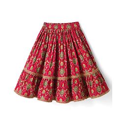 Babyhug Cambric Woven Sleeveless Floral Printed Choli & Lehenga Set With Dupatta & Lace Detailing -Maroon