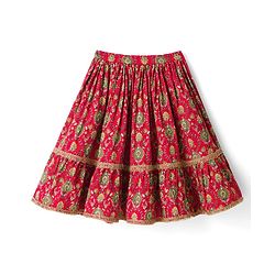 Babyhug Cambric Woven Sleeveless Floral Printed Choli & Lehenga Set With Dupatta & Lace Detailing -Maroon