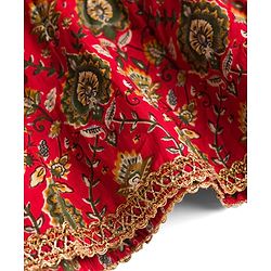 Babyhug Cambric Woven Sleeveless Floral Printed Choli & Lehenga Set With Dupatta & Lace Detailing -Maroon