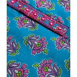 Babyhug 100% Cotton Cambric Woven Full Sleeves Floral Printed Kurta & Pyjama Set - Blue