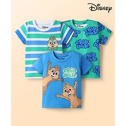 Babyhug Disney Cotton Knit T-Shirts with Chip N Dale Graphic Half Sleeves Multi Color 3-6 Months Pack of 3