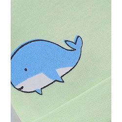 Babyhug 100% Cotton Interlock Knit Boat & Whale Printed Cap Mittens & Booties Sea Green- Diameter 18.5 cm