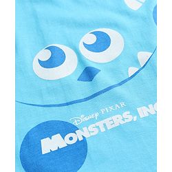 Babyhug Disney Single Jersey Knit Half Sleeves T-Shirt & Shorts Night Suit with Monster Graphics - Light Blue