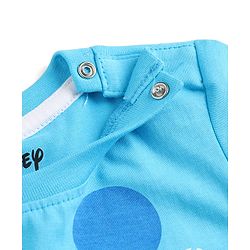 Babyhug Disney Single Jersey Knit Half Sleeves T-Shirt & Shorts Night Suit with Monster Graphics - Light Blue