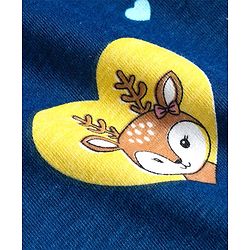 Babyhug Cotton Knit Half Sleeves Bunny & Hearts Printed Nighty - Navy Blue