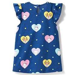 Babyhug Cotton Knit Half Sleeves Bunny & Hearts Printed Nighty - Navy Blue